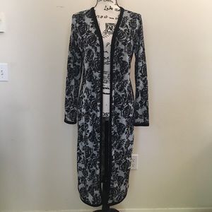 Black and Grey Floral Duster Cardigan